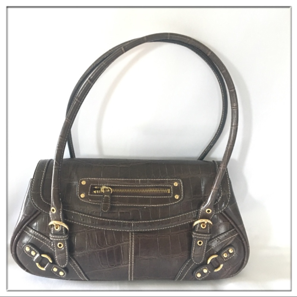 NWOT Apt. 9 Embossed Brown Purse with gold Hardwr